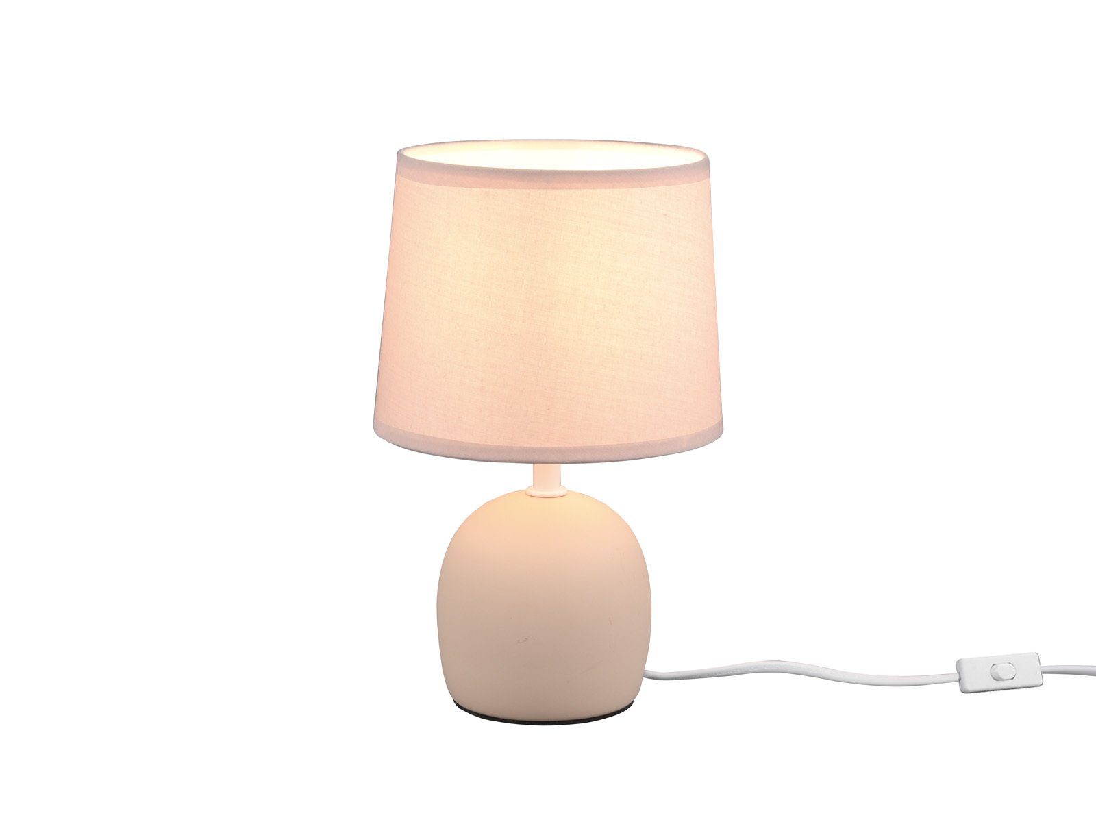 Reality Leuchten LED Nachttischlampe, LED wechselbar, Warmweiß, kleine skandinavische Landhausstil mit Stoff Lampenschirm Beige, 26cm