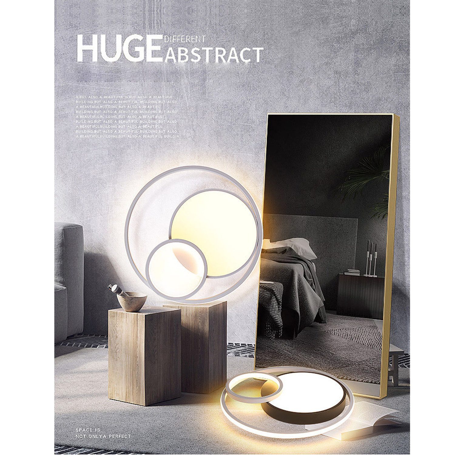 ibettertec Deckenleuchten LED Deckenlampe Ø40cm,Dimmbar mit Fernbedienung LED fest integriert, 48W 3000-6500k, Weiß, Modern Runde Wohnzimmer Schlafzimmer Arbeitszimmer Esszimmer Dekoration Lampen, Wohnzimmer-Leuchte