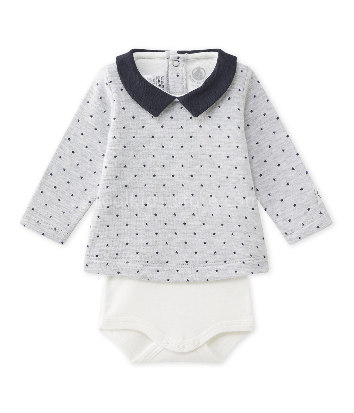 Petit Bateau Body PETIT BATEAU Body Einteiler 2 in 1 Look Sterne grau Sterne