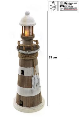 ELLUG LED-Dekofigur Leuchtturm aus Holz mit Timer-Funktion & LED H: 35cm