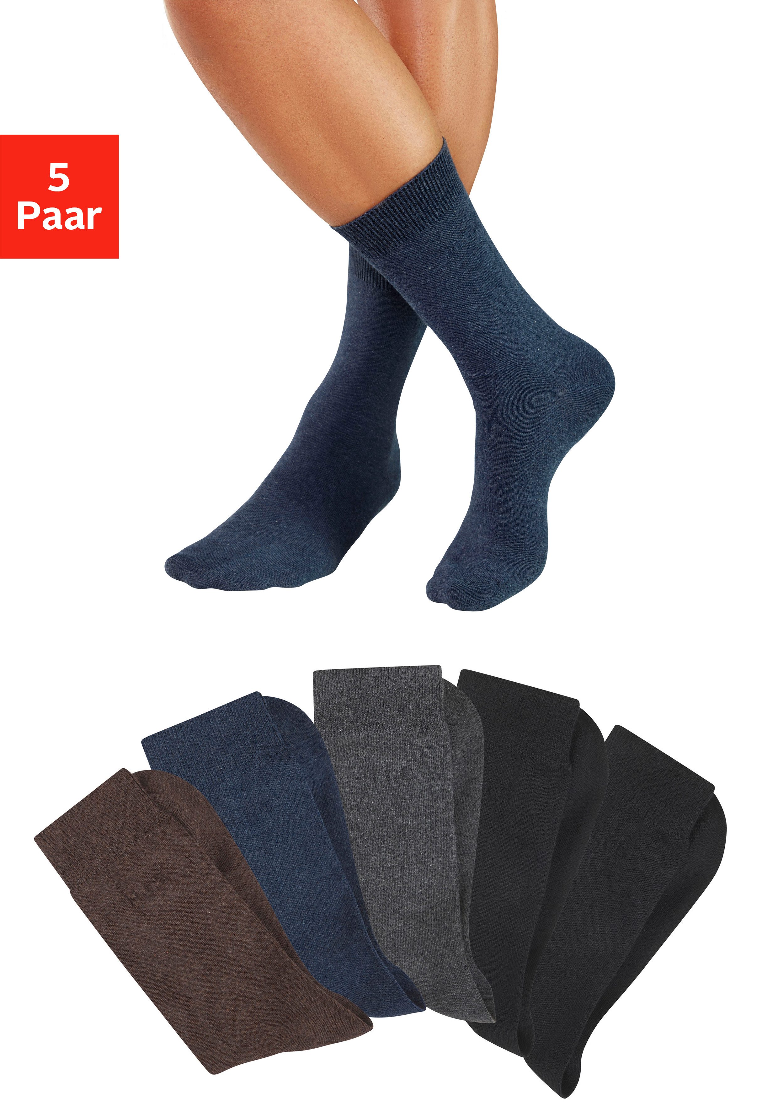 H.I.S Businesssocken (Packung, 5-Paar) mit klassischem Rippbündchen
