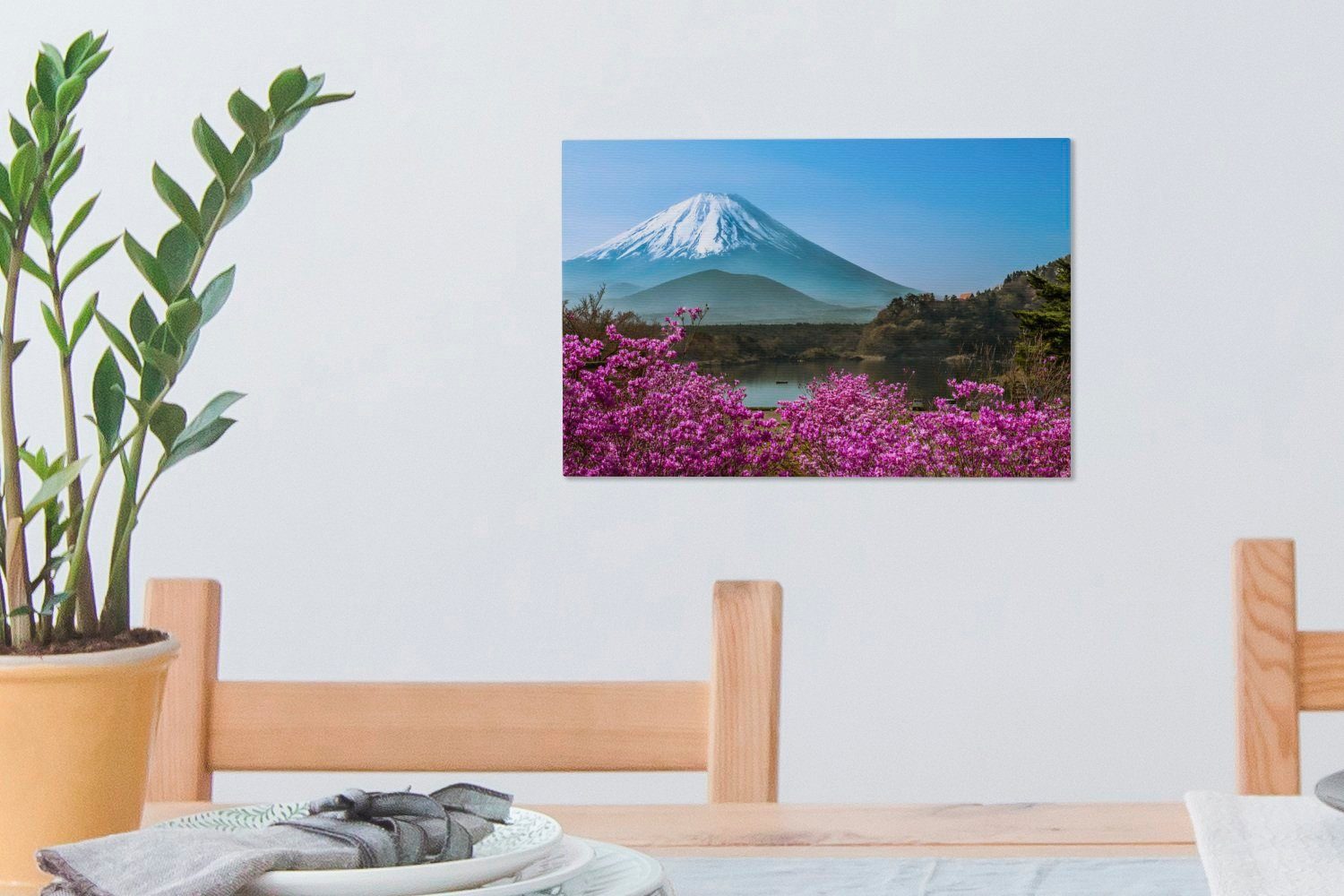 Wandbild cm Leinwandbild in (1 Farbenfrohes Wanddeko, OneMillionCanvasses® Fuji Asien, Foto vom Berg St), Aufhängefertig, 30x20 Leinwandbilder,