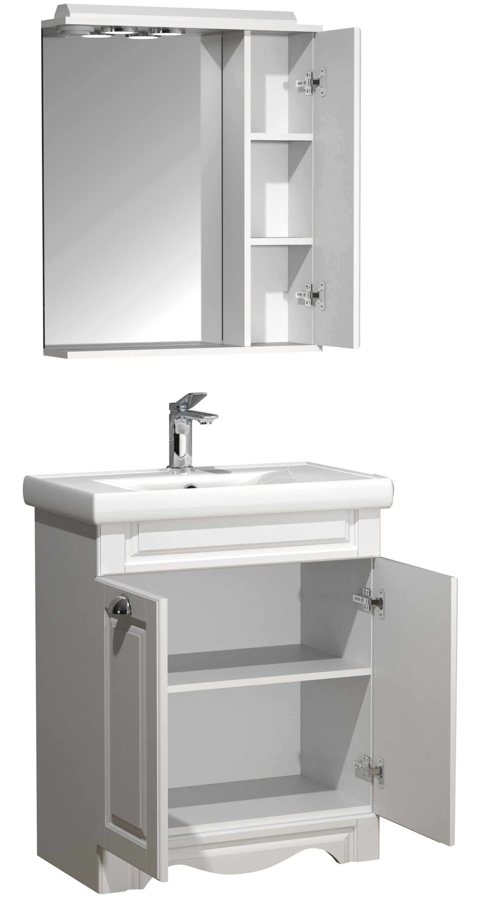 VCM Waschtisch 3 teilig Badmöbel-Set Waschplatz Casalo (Set, 3-St., 1x Unterschrank 1x Waschbecken 1x Spiegelschrank)