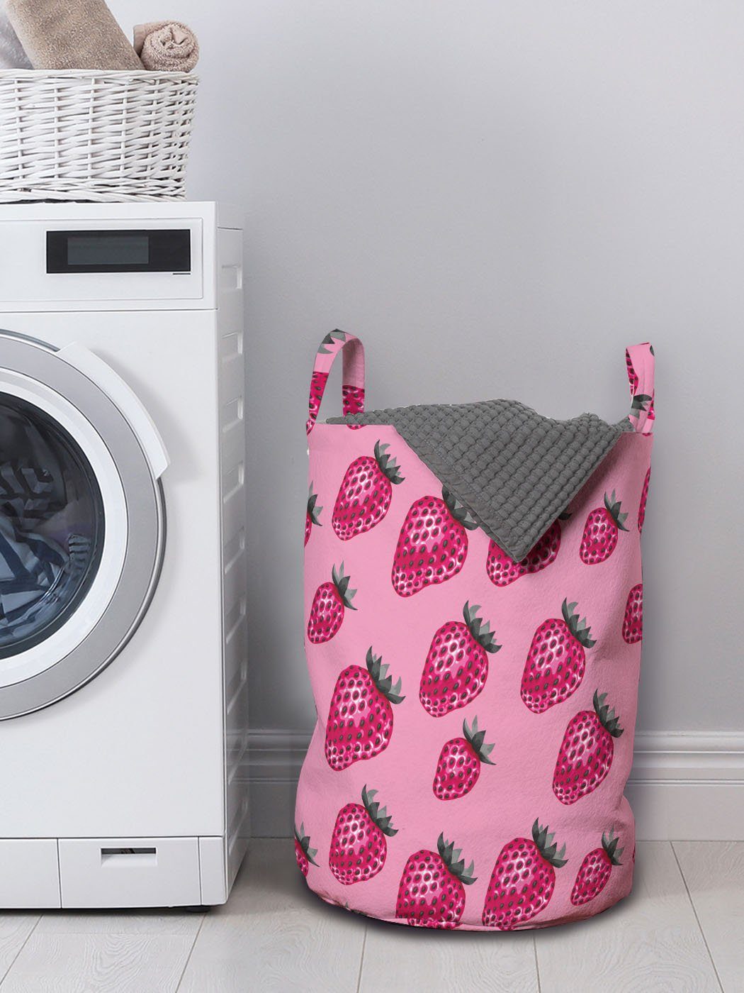 Wäschesäckchen Obst Pop-Art-Art-Erdbeere Kordelzugverschluss Griffen Abakuhaus mit für Wäschekorb Waschsalons,