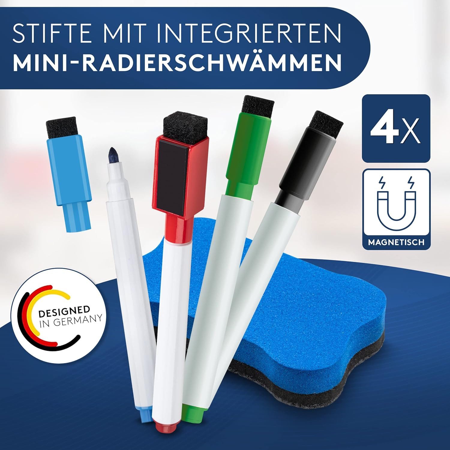 CREATEST Magnettafel Magnetischer Wochenplaner 40x30 cm inkl. 4 Stifte & Schwamm, Abwischbares Magnetboard mit Speiseplan für Kühlschrank & Familie – Bild 2 von 5