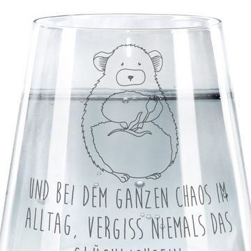 Mr. & Mrs. Panda Glas Chinchilla Blume - Transparent - Geschenk, Spülmaschinenfeste Trinkgl, Premium Glas, Hochwertige Lasergravur