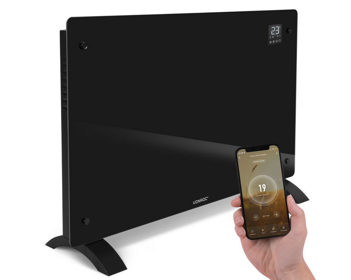 VONROC Heizkörper Elektroheizung in Varianten für 12 bis 30qm Räume, Elegante Konvektorheizung 2 stufig - Manuelle/App Steuerung