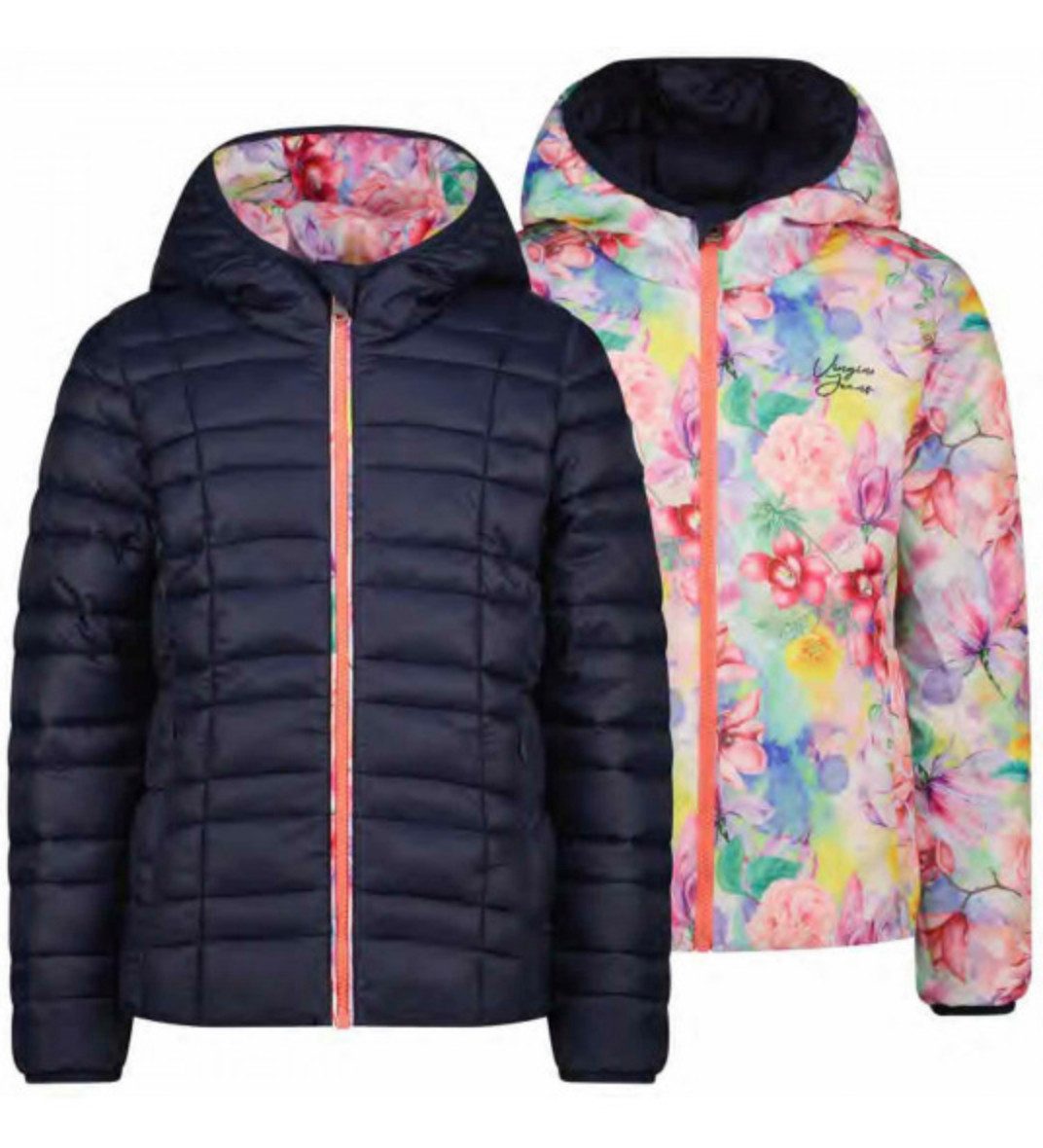 Vingino Wendejacke Mädchen Wendejacke mit Kapuze 2-in-1 Steppjacke für Übergang & Alltag