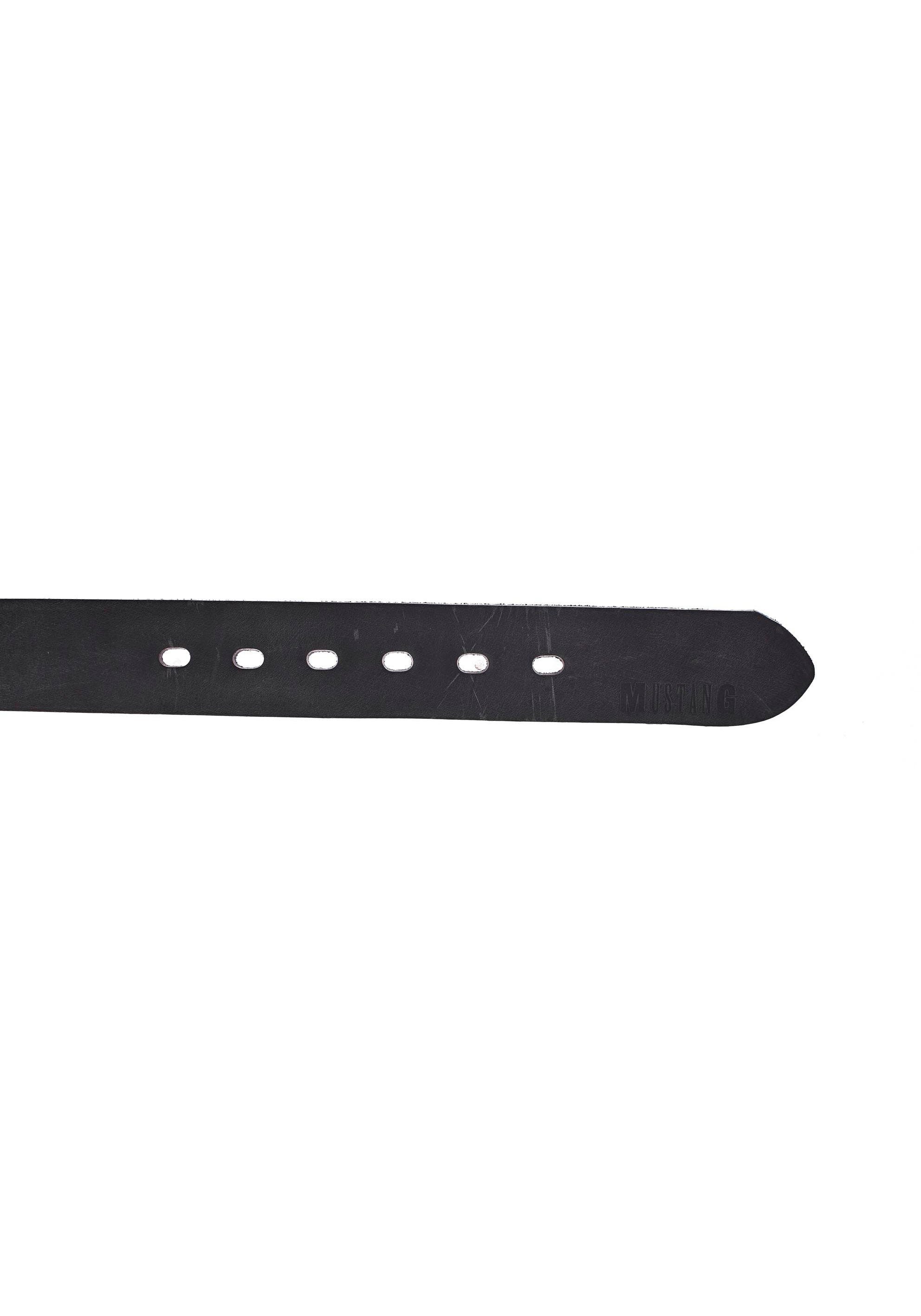Spitze Ledergürtel MUSTANG Logo-Blindprägung auf black der