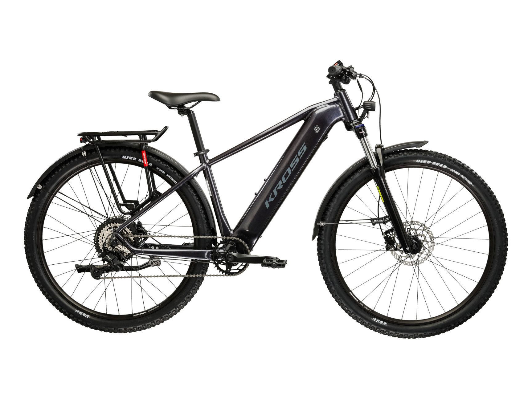 Kross E-Bike ATB KROSS E-MTB Hexagon Boost 1.0 29 Zoll graphite 8 Gänge, 8 Gang Shimano ESSA U2000 Schaltwerk, Kettenschaltung, Heckmotor, 522 Wh, KROSS E-MTB Hexagon Boost 1.0 29 Zoll graphite 8 Gänge