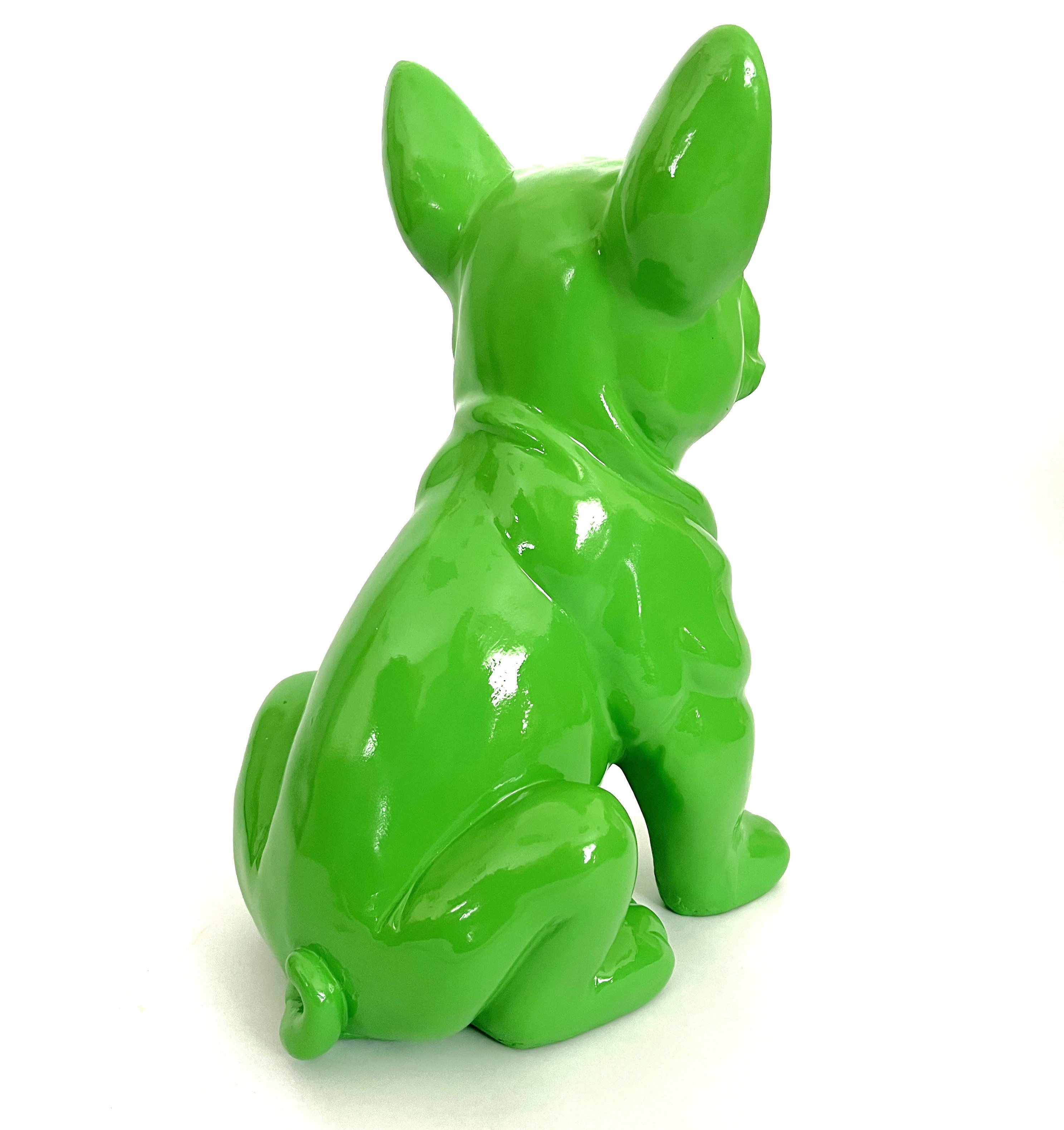 Imhof & Stevens Dekofigur Französische Bulldogge Hunde Deko Figur Grün 37 cm, Neongrün