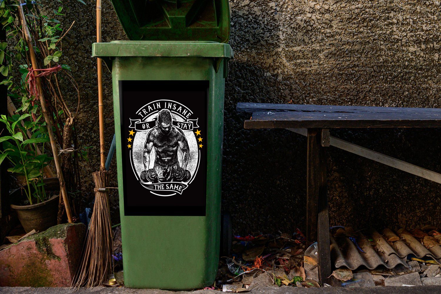 MuchoWow Wandsticker St), - Sport (1 Mancave Sticker, Retro - Abfalbehälter Container, - Mülleimer-aufkleber, Zitat Mülltonne