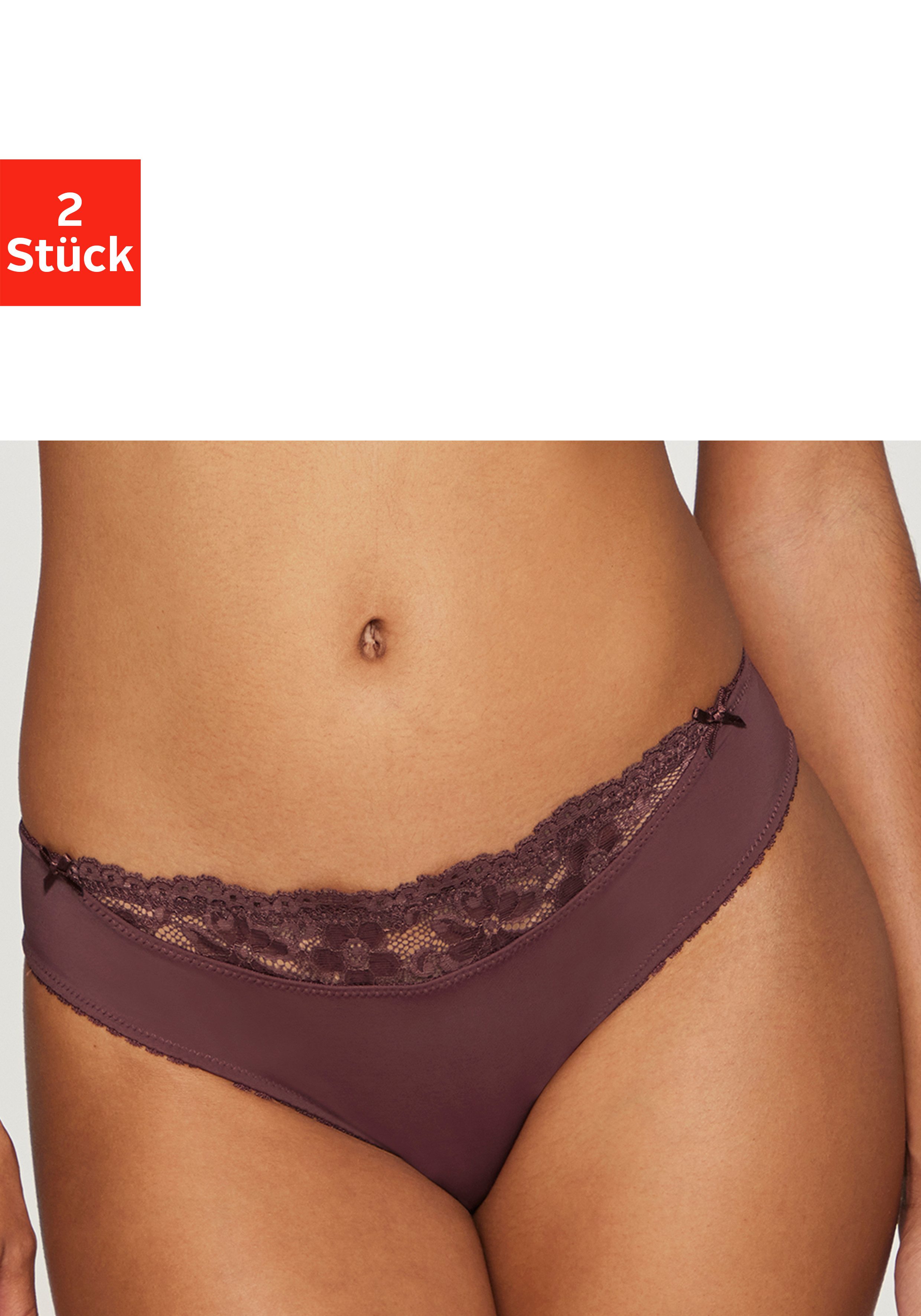 Nuance by Lascana Slip mit Spitzeneinsatz vorne (Packung, 2 Stück) als Dessous-Set kombinierbar, Dessous