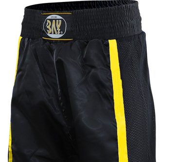 BAY-Sports Sporthose Netz Kickboxhose Hose Short Kickboxen Kampfsport schwarz gold Kampfsporthose Kinder und Erwachsene