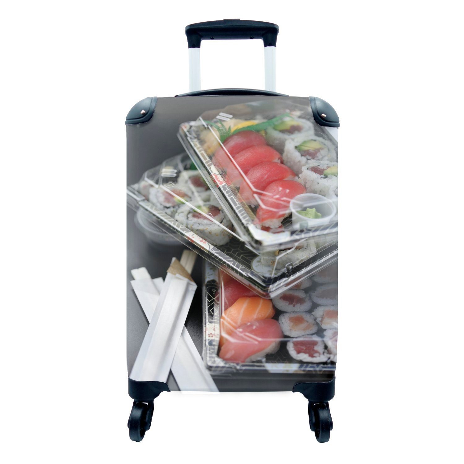 MuchoWow Handgepäckkoffer Sushi zum Mitnehmen, 4 Rollen, Reisetasche mit rollen, Handgepäck für Ferien, Trolley, Reisekoffer