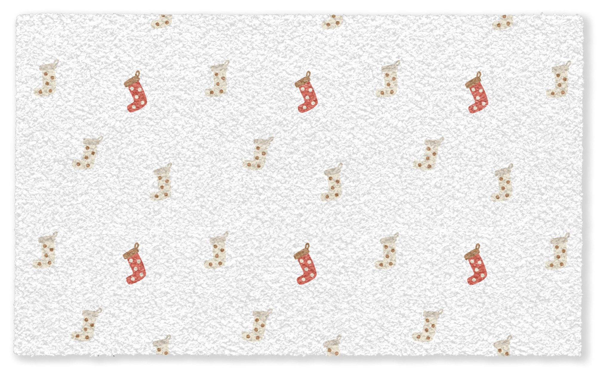 MuchoWow Fußmatte Groß Illustration - Weihnachtssocken - Weiß, Rechteckig, Sauberlaufmatte, Fußabtreter, Schmutzfänger 150x90 cm