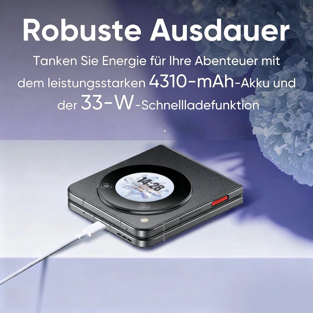 Nubia ZTE nubia flip 5G Handy,12GB + 512GB, faltbares Doppelbildschirm Smartphone (17,5 cm/6.9 Zoll, 256 GB Speicherplatz, 50 MP Kamera)