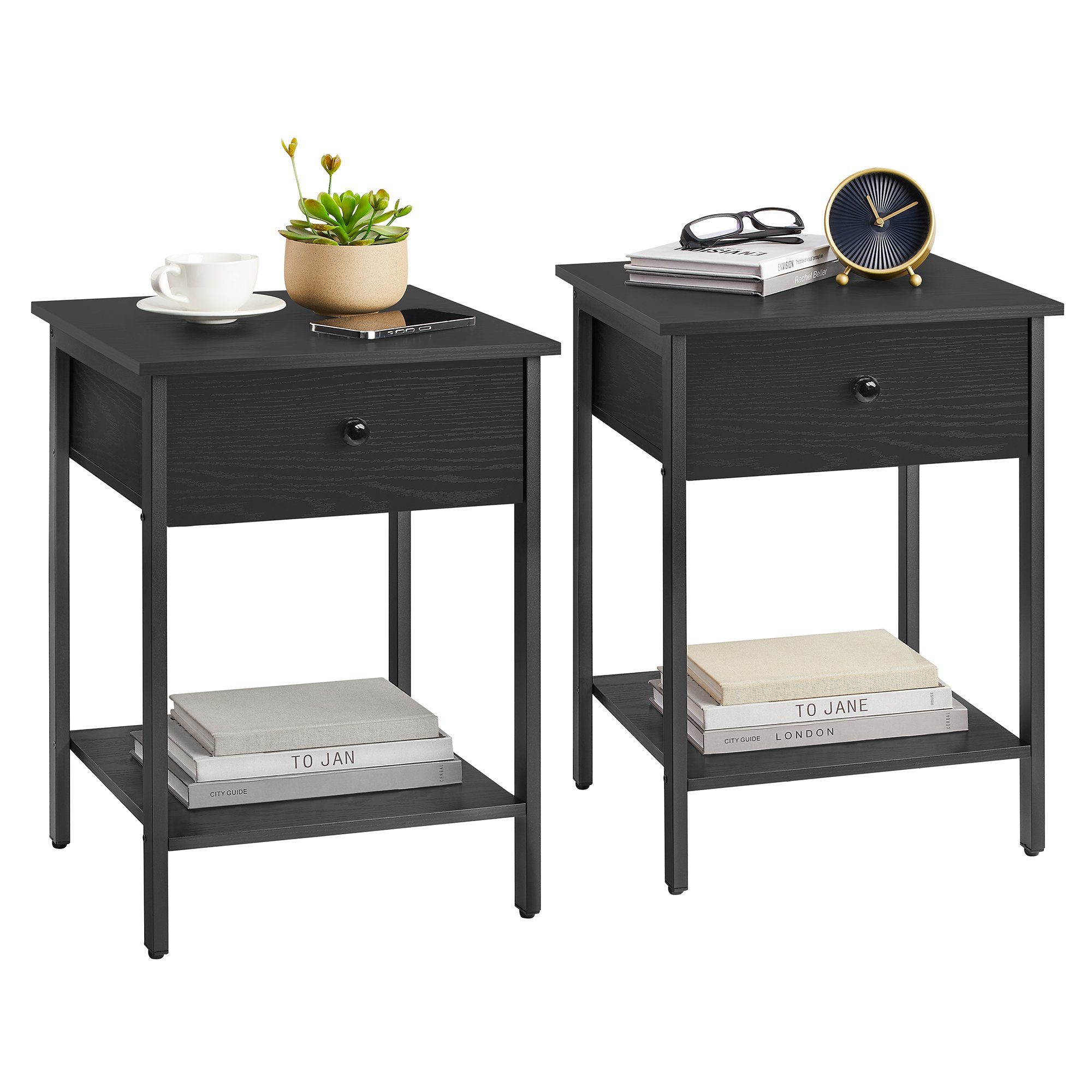 VASAGLE Nachttisch (2-St), Beistelltisch mit Schublade und Ablage, einfache günstig online kaufen