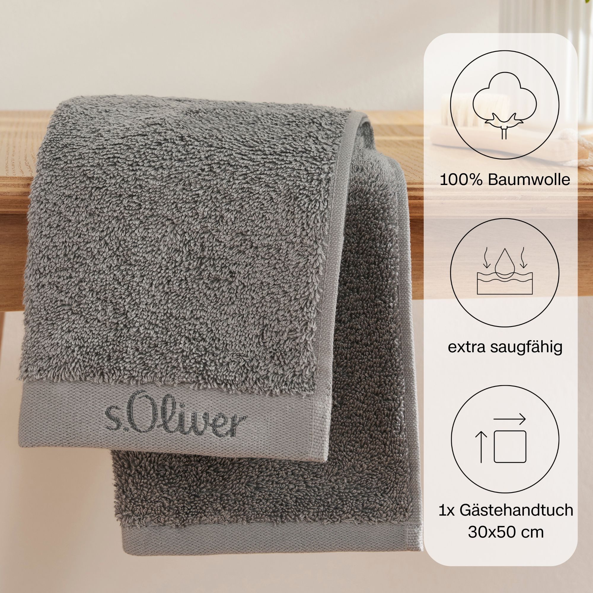 s.Oliver Gästehandtuch s. Oliver Gästetuch, Walkfrottier günstig online kaufen