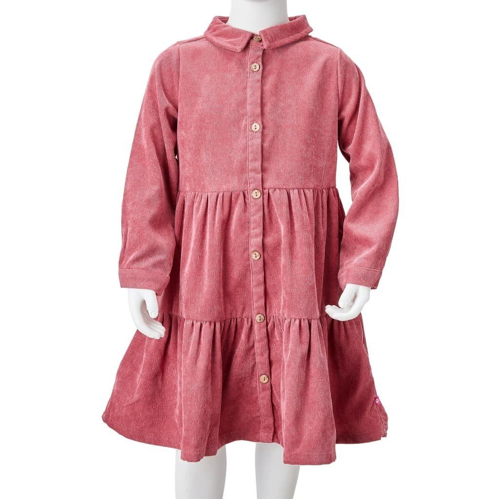 vidaXL A-Linien-Kleid Kinderkleid mit Langen Ärmeln Cord Altrosa 116