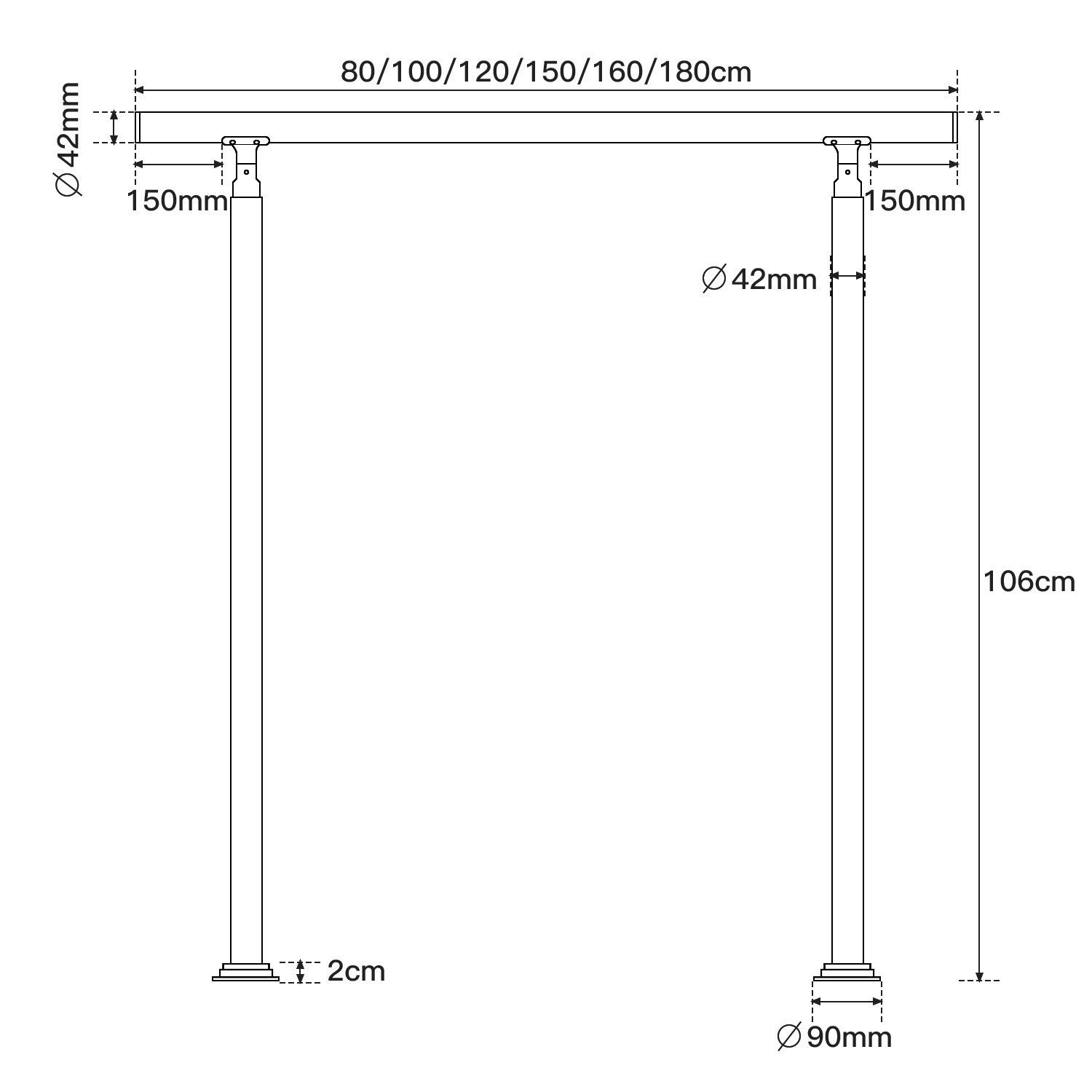 0-5 Brüstung Balkon 0 Querstab Handlauf 80 Bausatz Edelstahl Treppengeländer Geländer 80-180cm cm für Aufmontage, mit Pfosten, TolleTour Länge, Garten