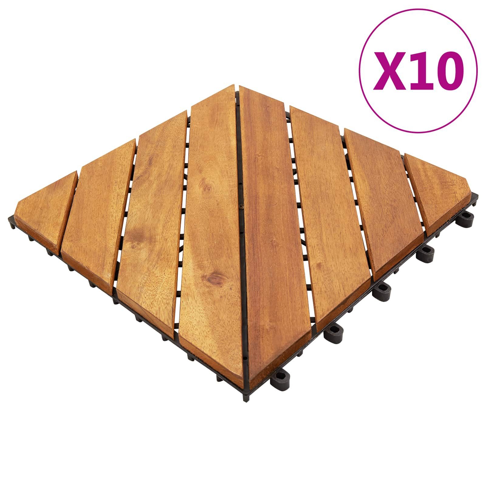 vidaXL Terrassendielen Terrassenfliese 10 stk. Braun 30 x 30 cm n-Hartholz, BxL: je 30x30 cm, (10-St)
