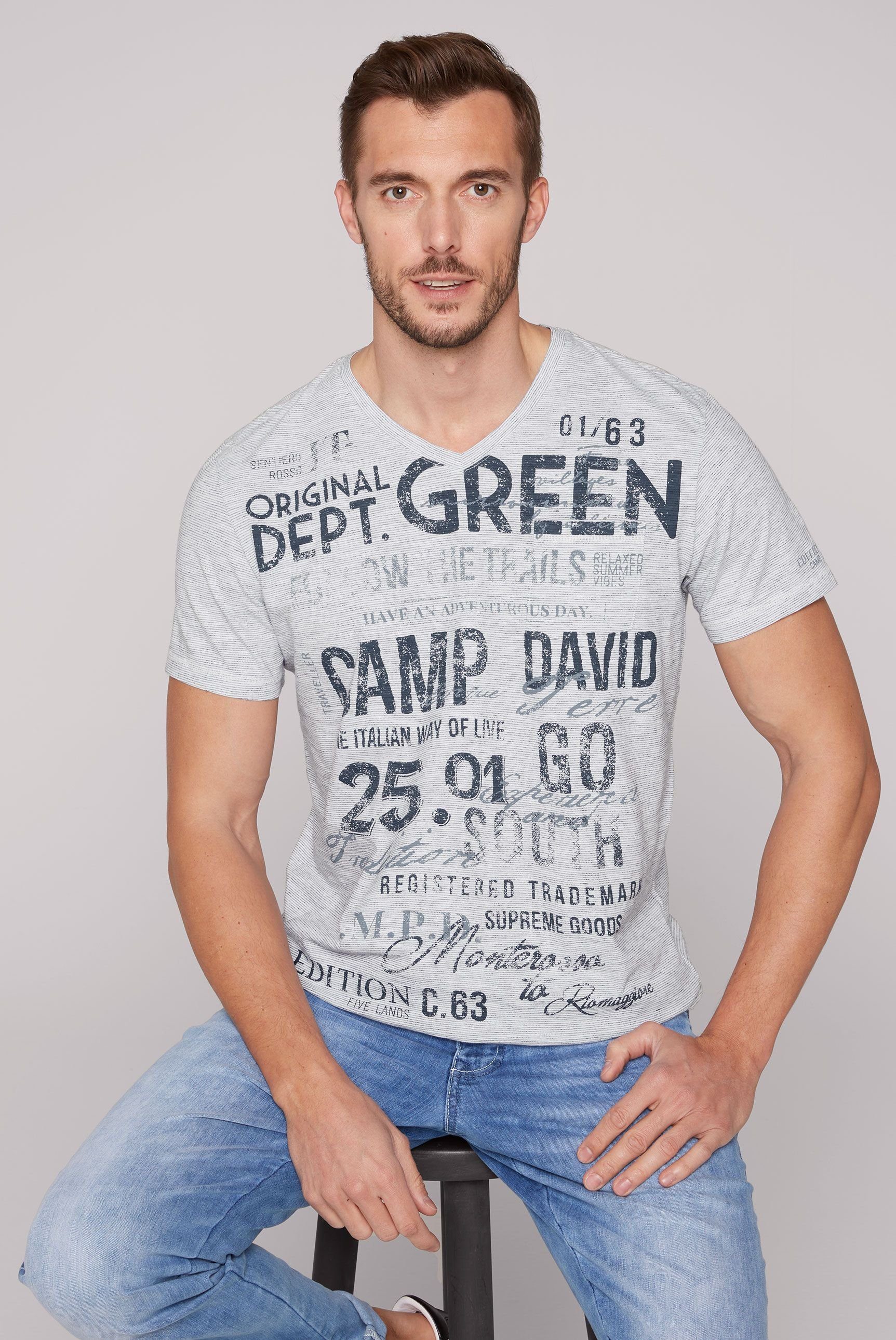 CAMP DAVID T-Shirt mit Schriftzügen opticwhite