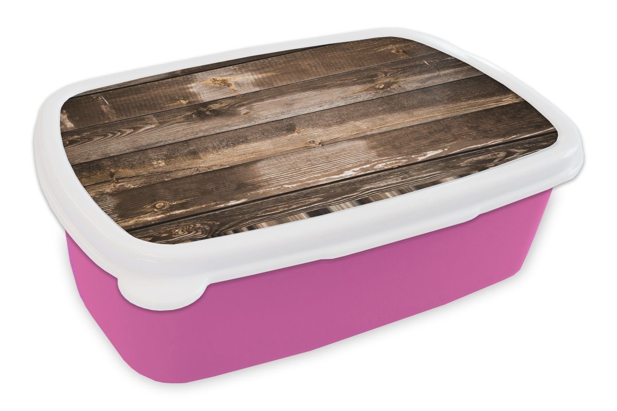 Kunststoff Lunchbox Erwachsene, (2-tlg), Kinder, rosa Vintage - Brotdose Natürlich, Mädchen, - Brotbox für Kunststoff, MuchoWow Holz Snackbox,