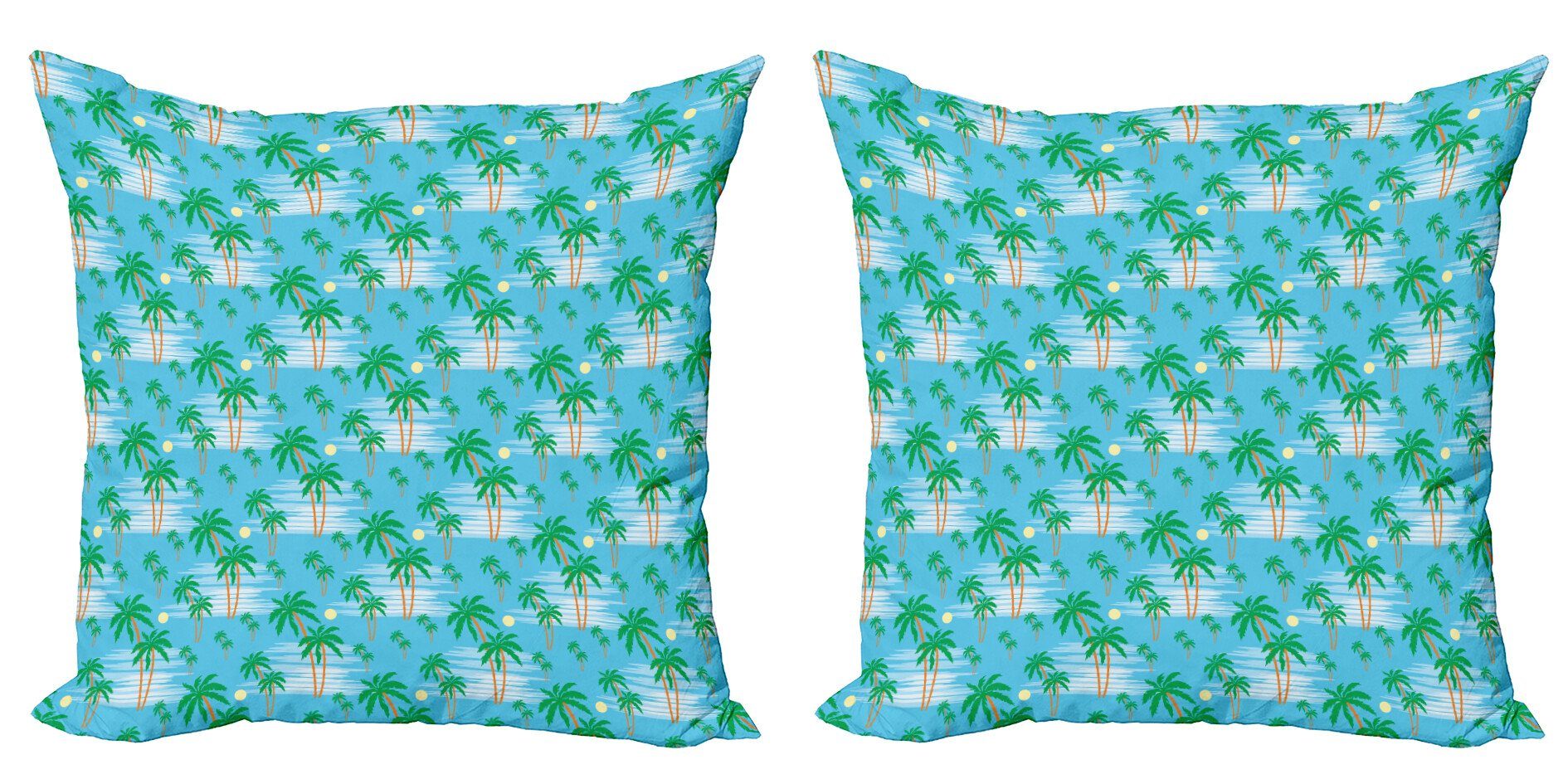 Kissenbezüge Modern Accent Doppelseitiger Digitaldruck, Abakuhaus (2 Stück), Tropisch Palme mit Sonne