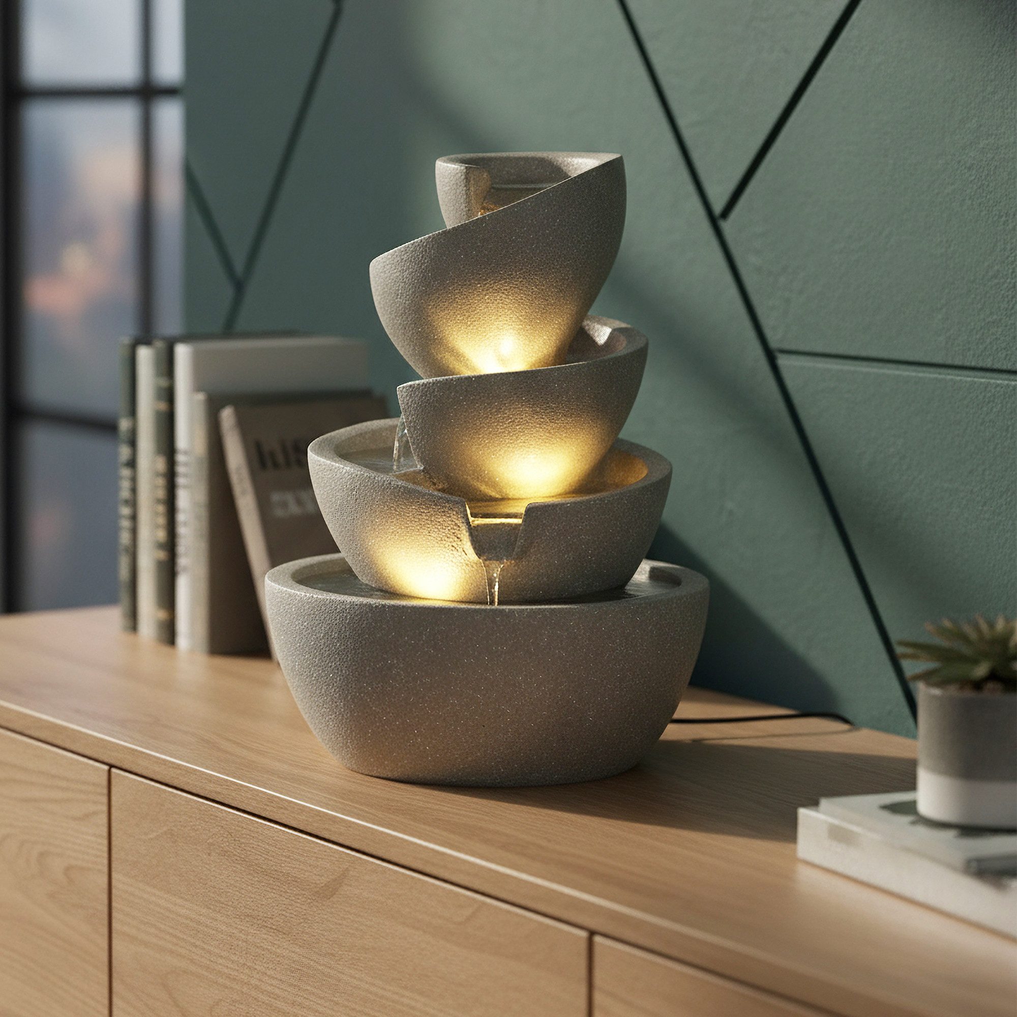 Arnusa Zimmerbrunnen Springbrunnen mit LED Beleuchtung Gartenbrunnen stilvo günstig online kaufen