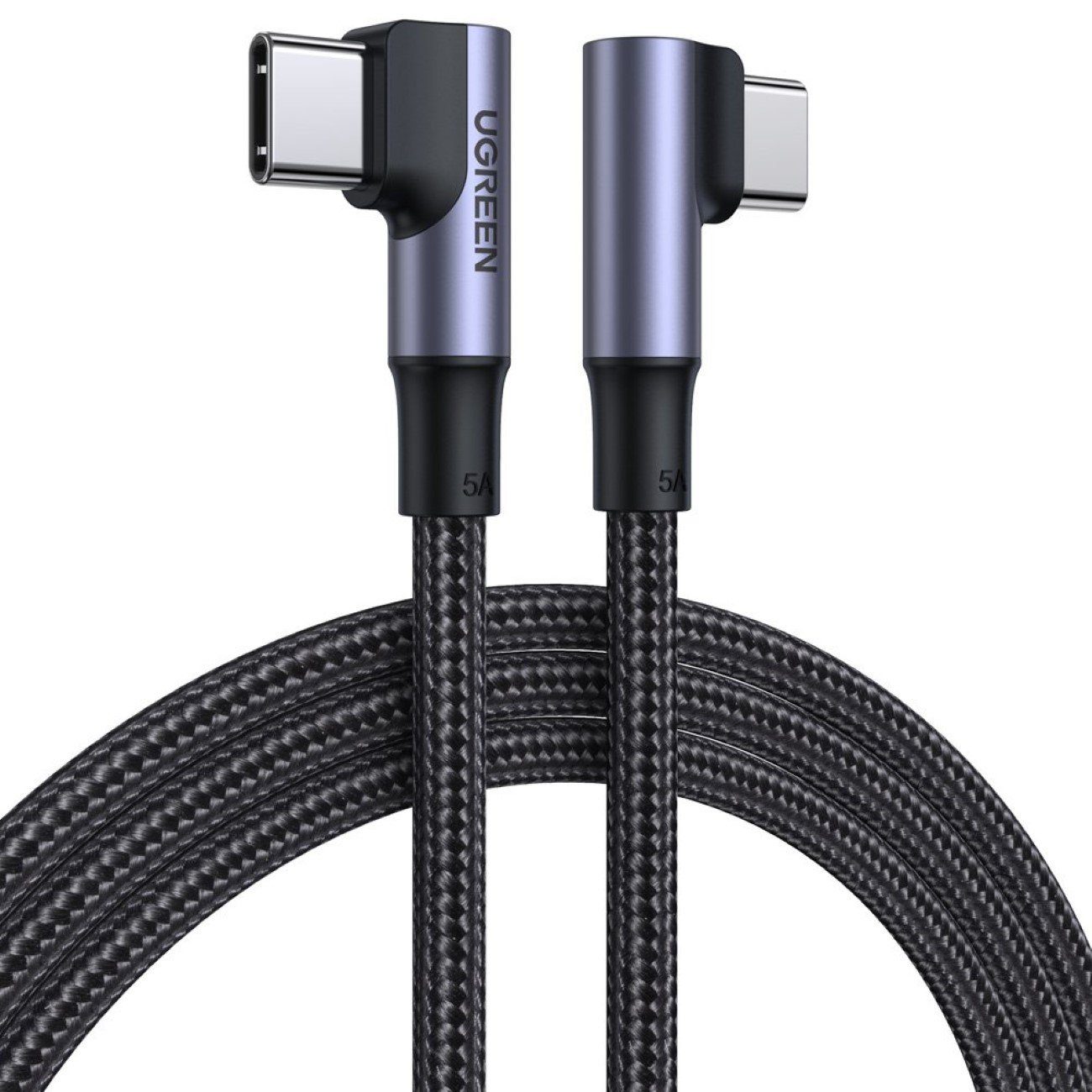 UGREEN Abgewinkeltes USB- C Kabel Quick Charge Power Delivery 100 W schwarz Smartphone-Kabel, (200 cm)