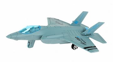 Toi-Toys Spielzeug-Flugzeug KAMPFFLUGZEUG ALFAFOX A-98 mit Rückzug Blau 23cm Spielzeug 59, Jet Fighter Kampfjet Militär Army Flugzeug Geschenk Kinder