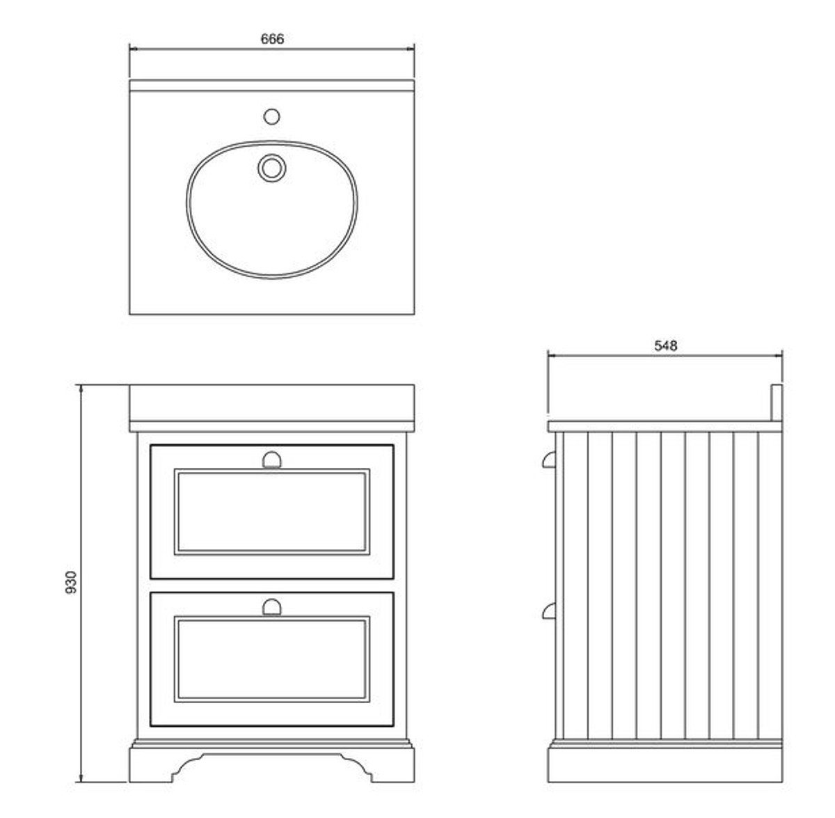 Thumbnail - Casa Padrino Waschtisch Waschschrank / Waschtisch mit Marmorplatte und 2 Schubladen 67 x 55 x H.93 cm