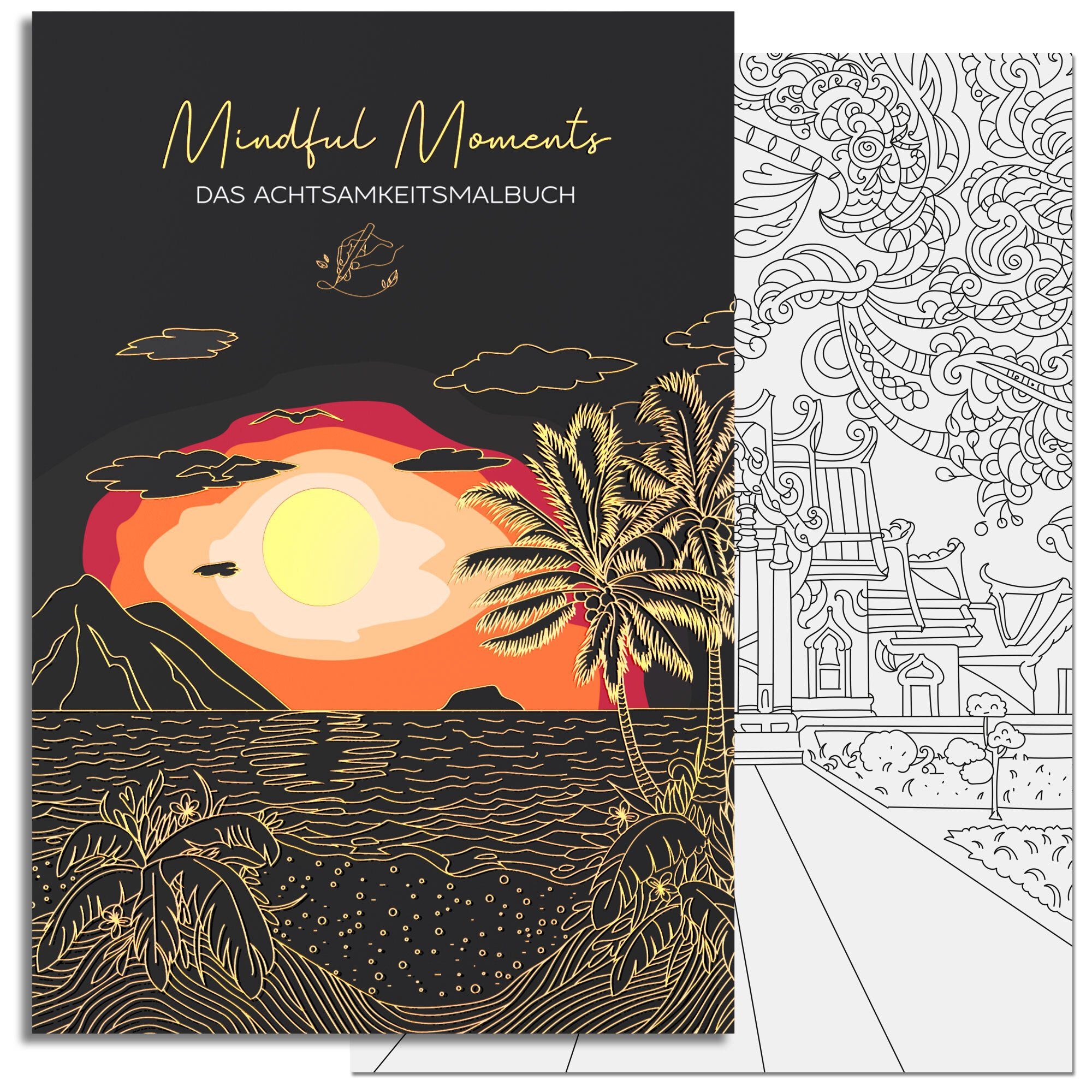 LEAF & GOLD Malvorlage Malbuch für Erwachsene zum Entspannen