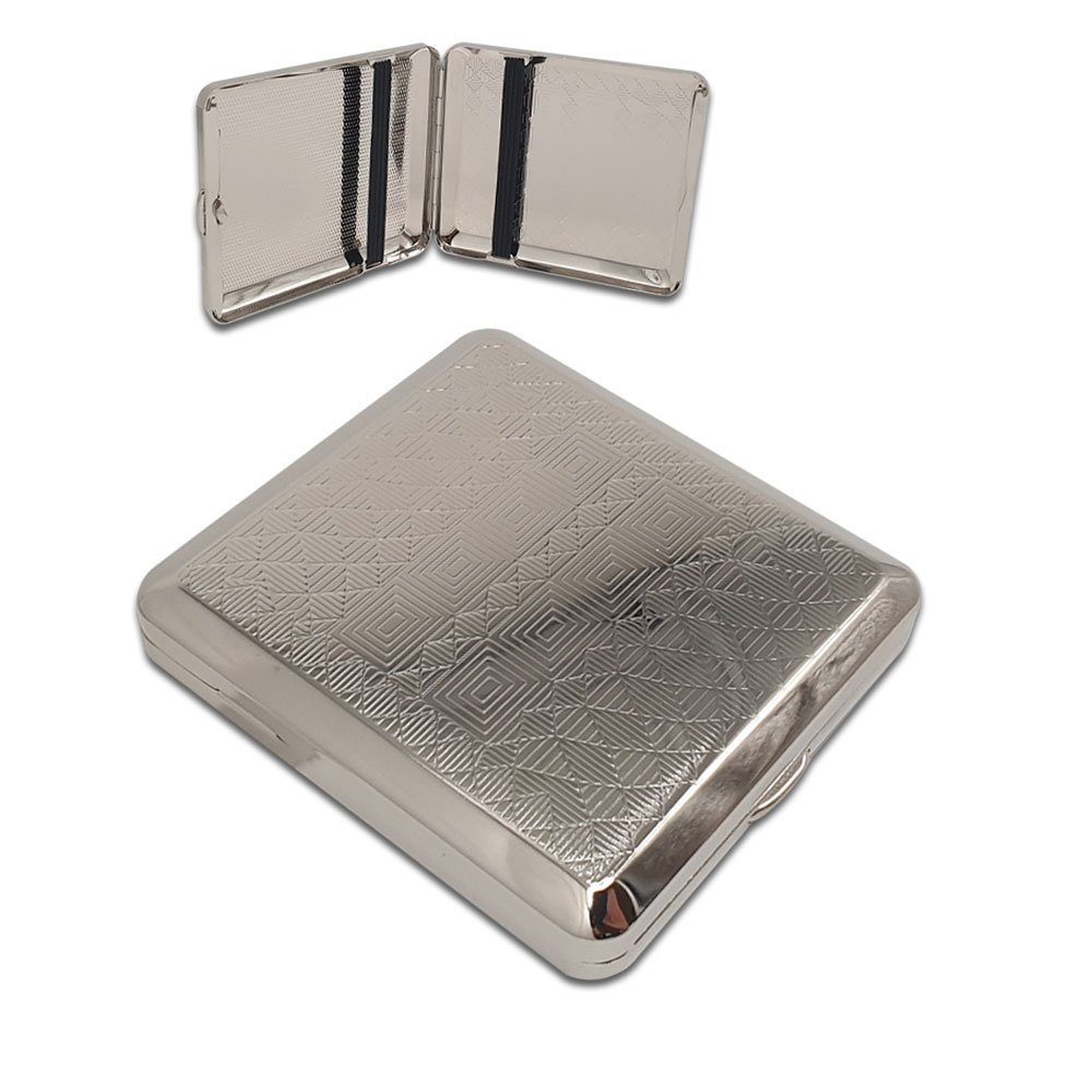 Sammleretui Zigarettenetui aus Metall, Silber Design, für ca. 20 Zigaretten