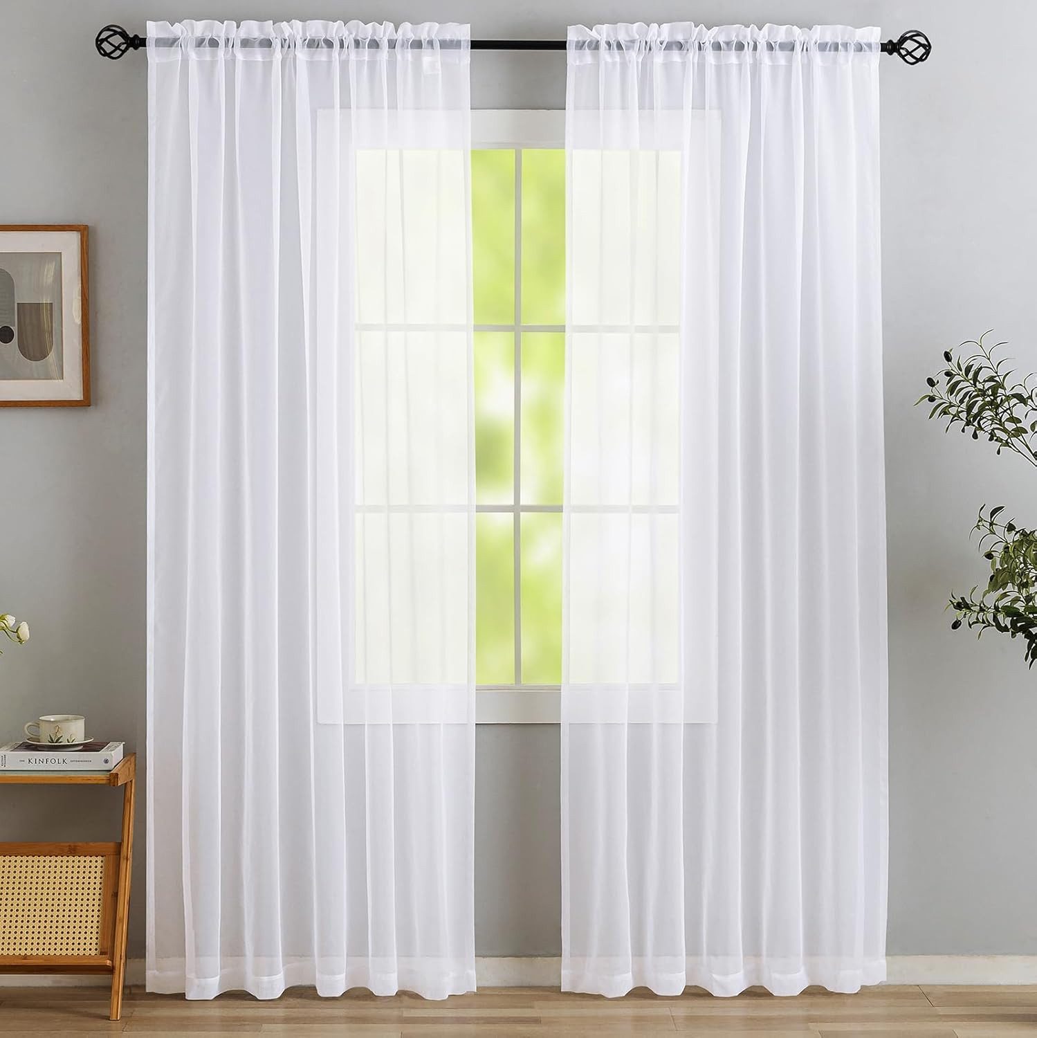 BYSURE Gardine NF10WH00980 (2 St), Stangendurchzug, transparent, Transparen günstig online kaufen