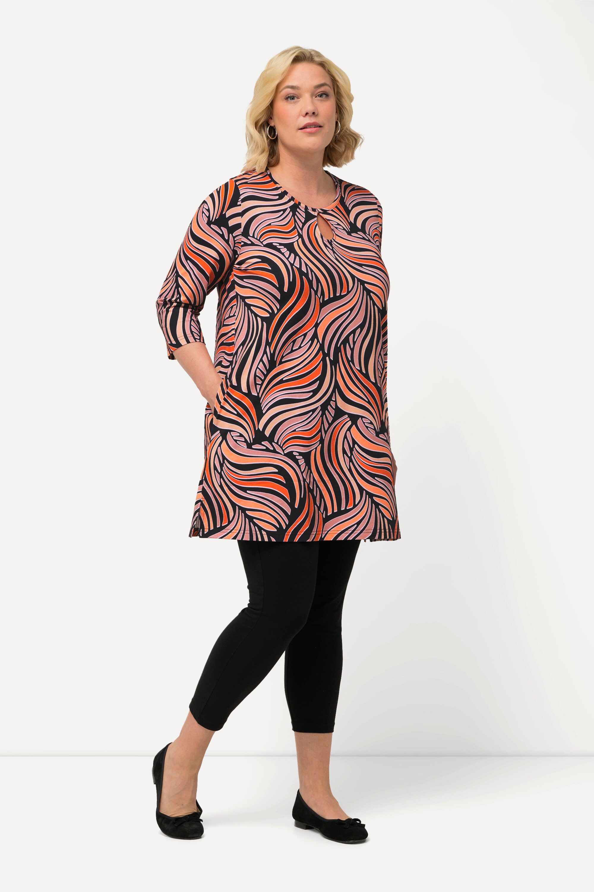 Ulla Popken Longshirt Longshirt gemustert Rundhals günstig online kaufen