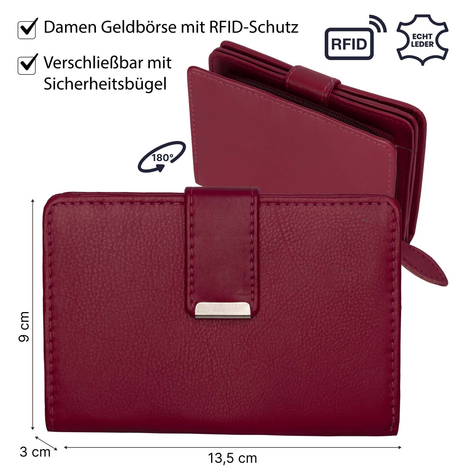 Money Maker Geldbörse RFID Damen Geldbörse Portemonnaie Geldbeutel Damenbörse Leder, Damen Geldbörse klappbar mit Drückknopf Portemonnaie Geldbeutel