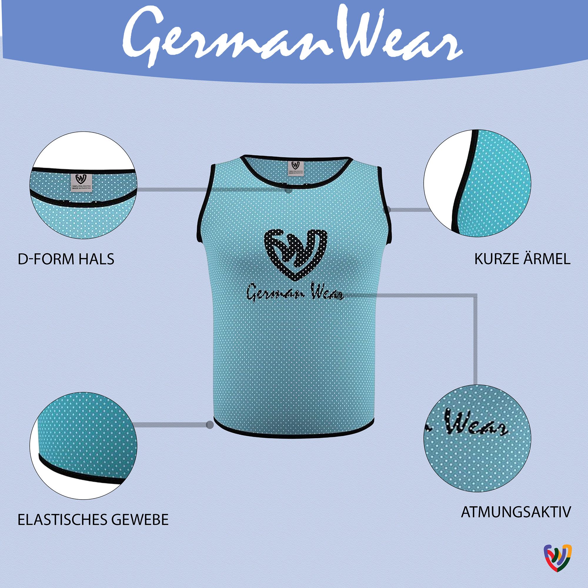 German Wear Trainingsleibchen GWLB01 12er Pack (Spar-Set, 12er-Pack) 12x German Wear Fußball Leibchen Trainingsleibchen