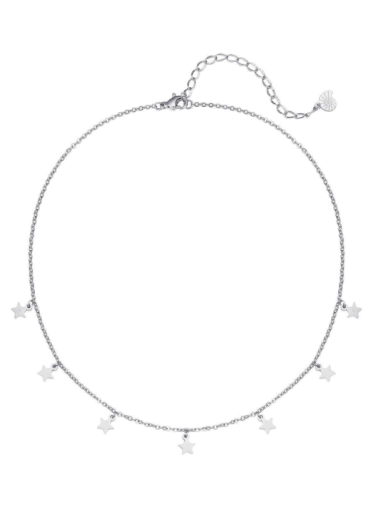 Valentinstagsgeschenk Hey Happiness Edelstahlkette Choker Sterne, Edelstahl vergoldet, Damen Halskette Stern Anhänger, wasserfest, silberfarben, Edels