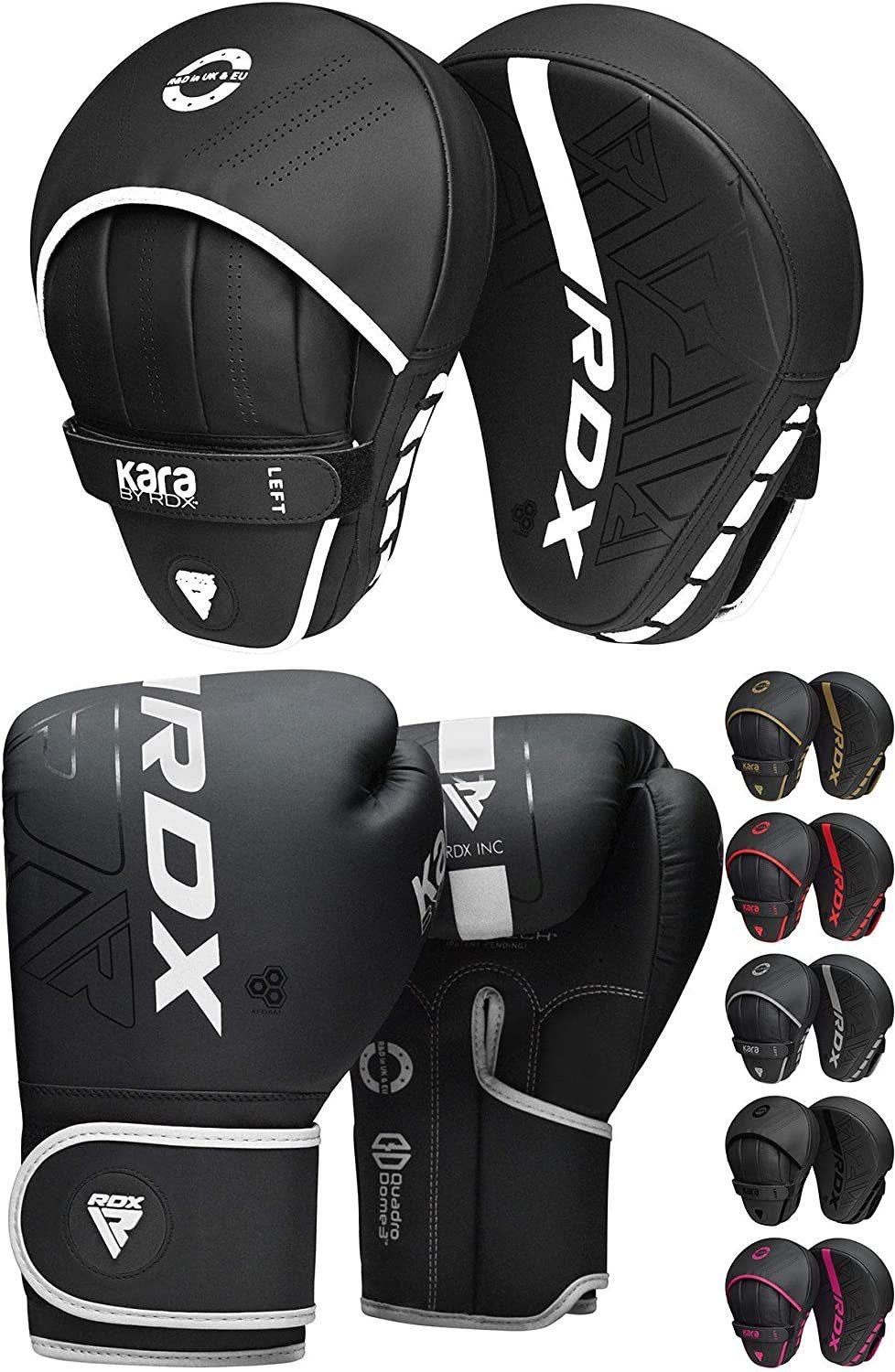 RDX Sports Boxhandschuhe RDX Boxing Handschuhe Pads Focus Training Mitts MMA Punching Thai WHITE Muay