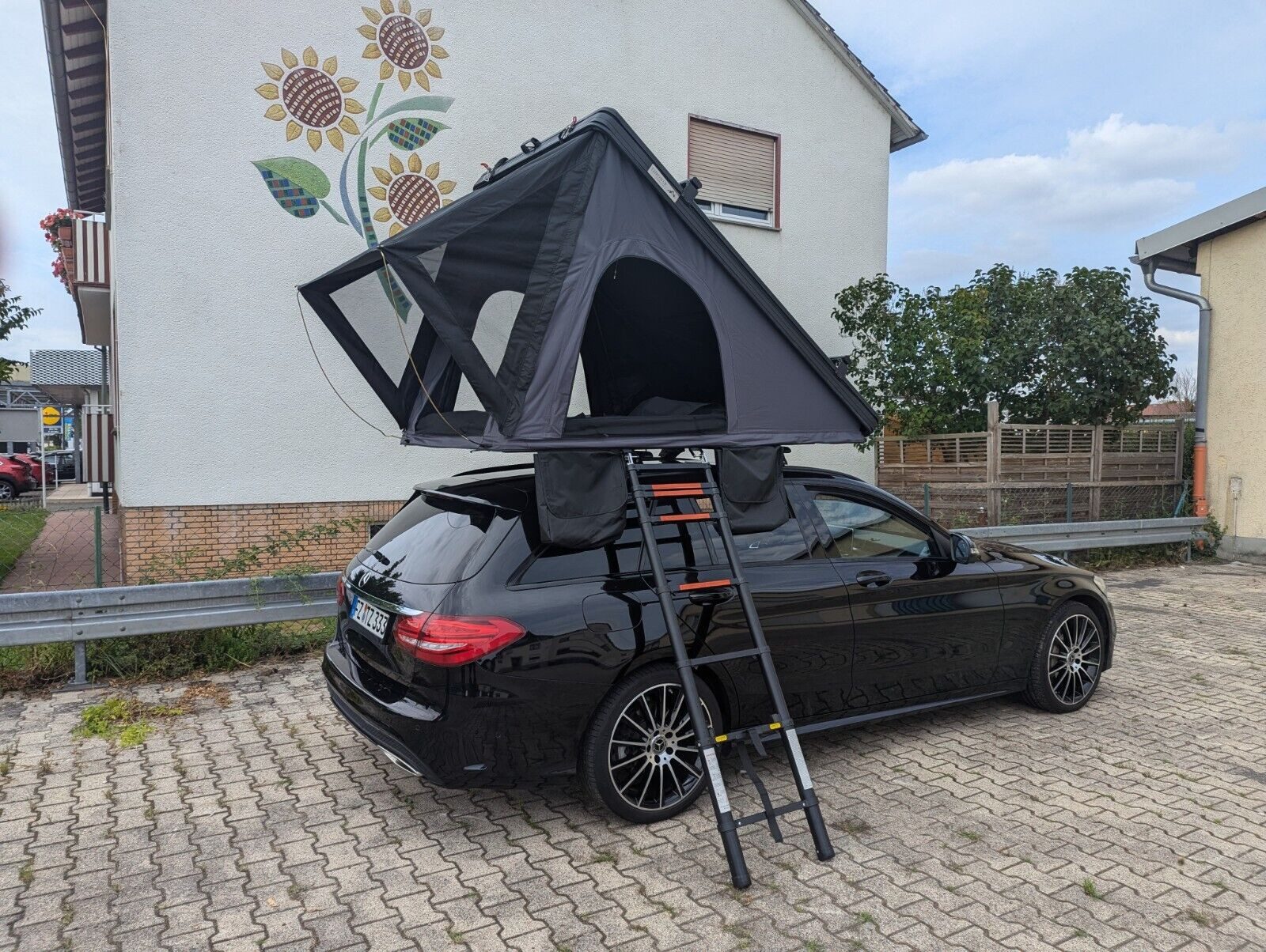 TZIpower Dachzelt Dachzelt Autodachzelt Alu Hardcase Schwarz/Grau + optional Sonnensegel, Personen: 2