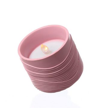 MARELIDA LED-Kerze LED Solar Windlicht Wellenmuster flackernd Tischleuchte Sensor rosa (1-tlg)