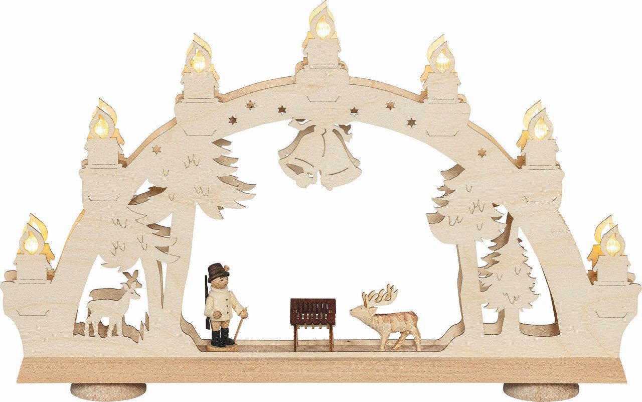 SAICO Original LED Schwibbogen 3D-Lichterbogen, Jäger im Wald, Premium LED-Beleuchtung, warmweiß, BxHxT: 47x 31x6,5 cm
