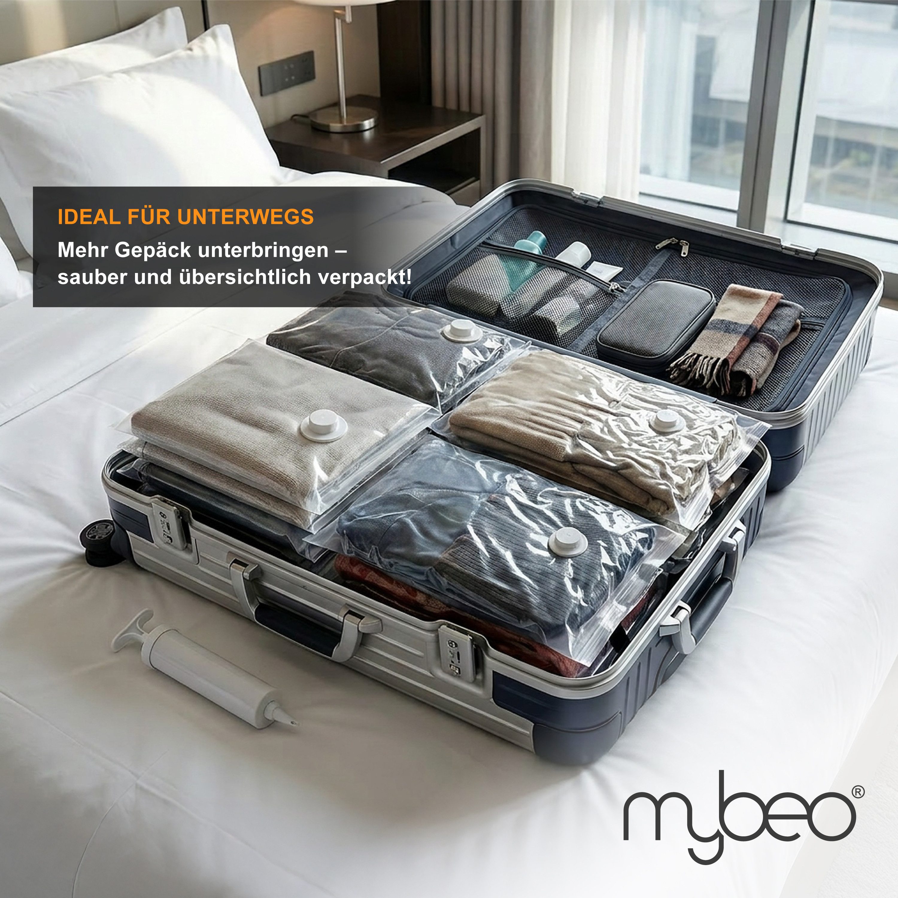 MyBeo Vakuumierbeutel 6x Vakuumbeutel, 80 x 100 cm, Kompressionsbeutel, Aufbewahrungsbeutel, Platzsparend, Organizer für Kleidung, Bettwäsche, Bettdecken, Reise – Bild 3 von 5