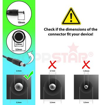 Poppstar Steckernetzteil 24V 1,5A (1500mA, 5,5/2,5mm) Universal-Netzteil (AC DC Universal Netzteil 24V, Kabellänge 150cm)