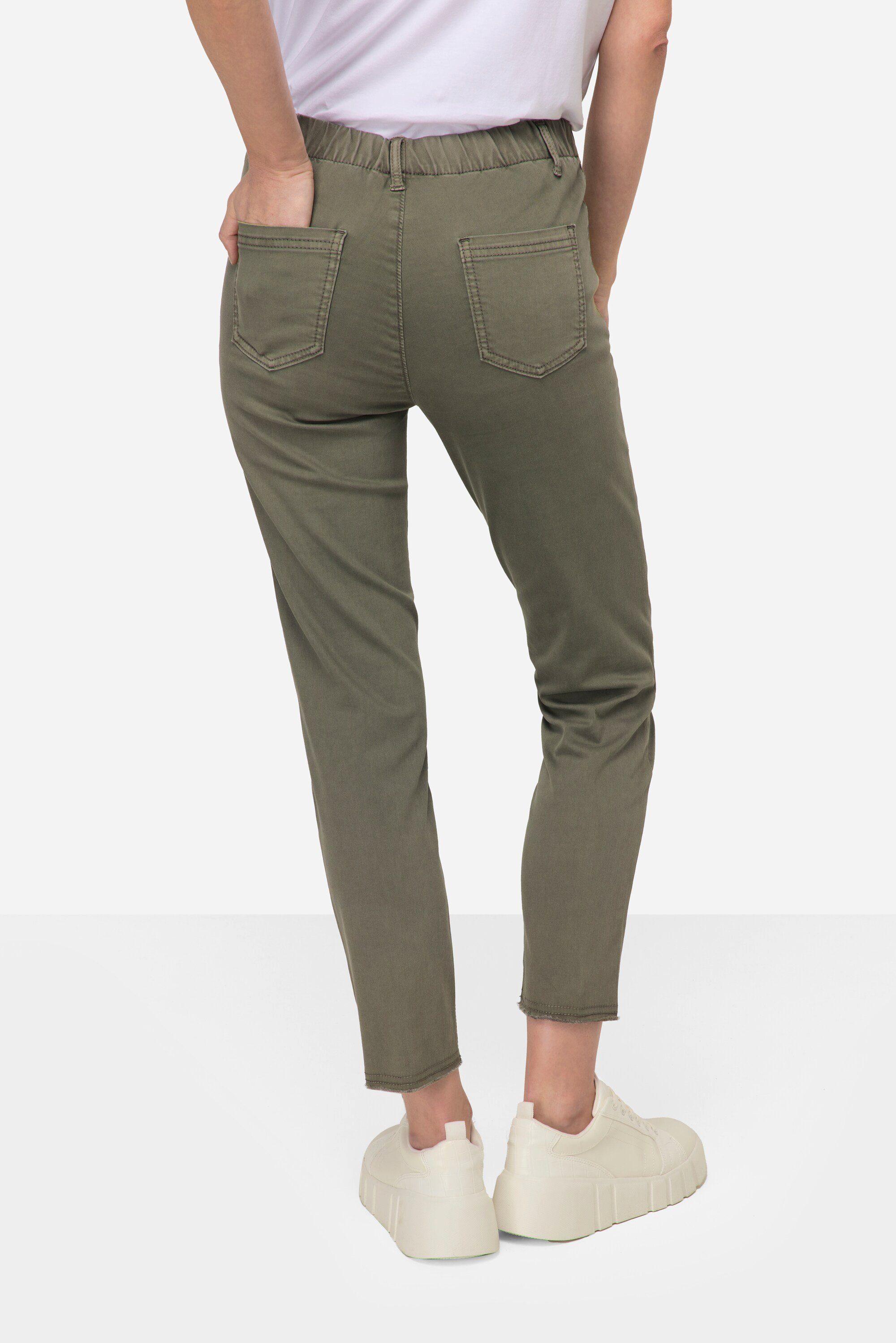 Laurasøn Funktionshose 7/8-Slimhose schmale Passform 4-Pocket Fransensaum
