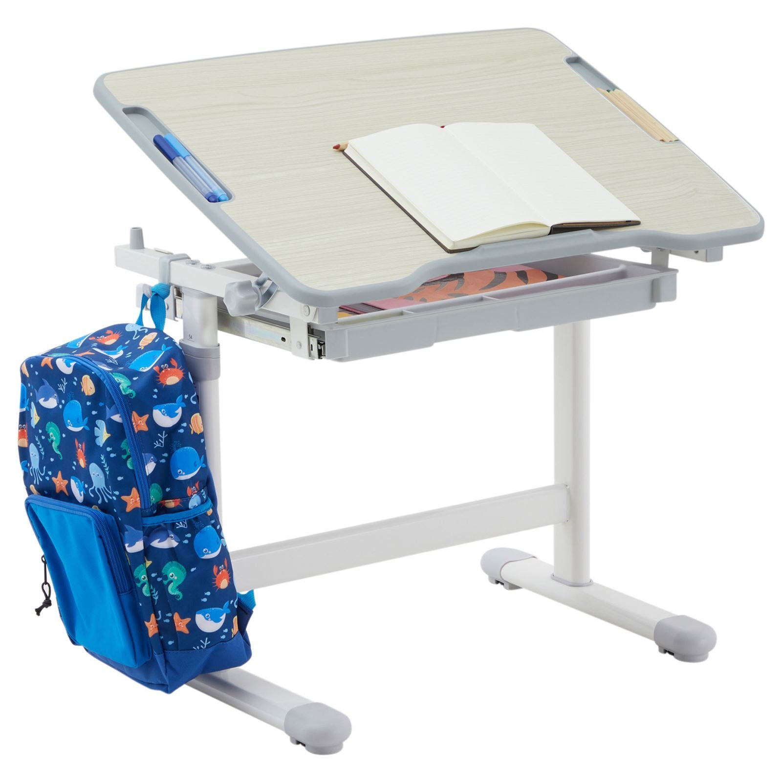 CARO-Möbel Kinderschreibtisch VITA, höhenverstellbarer Schreibtisch mit Schublade