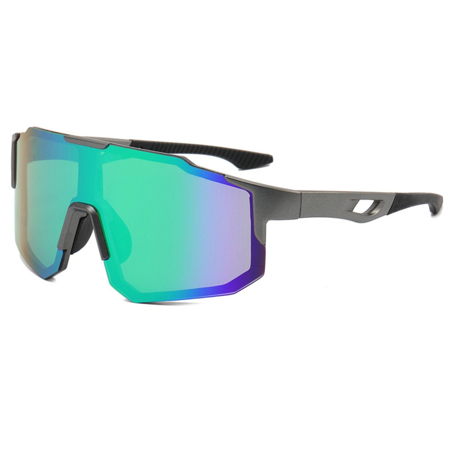 MAGICSHE Fahrradbrille Fahrradbrillen für Herren und Damen, Sport-Sonnenbrillen, Windschutzscheibe, UV-beständige und klare Sicht Brille Gewehrrahmen grüne Folie | Fahrradbrillen