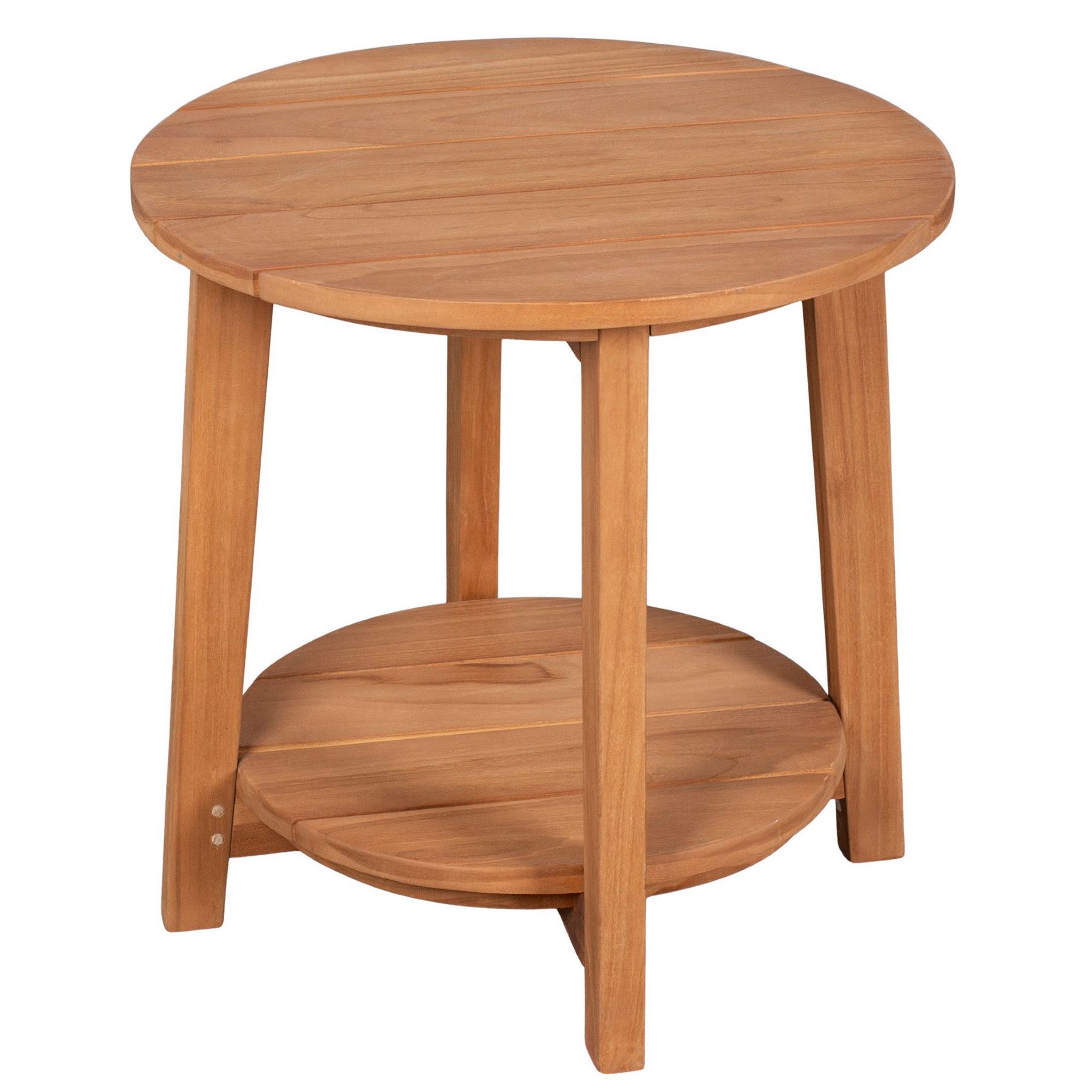 bene living Beistelltisch Milton Ø 50 cm - Teakholz (1-St), Beistelltisch mit naturbelassener Tischplatte in Bohlenoptik